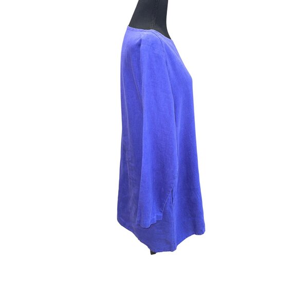 Flax Long Sleeve Blue/Lilac Linen Tunic Dress Sz S Sustainable Minimalist Artsy - Picture 5 of 10